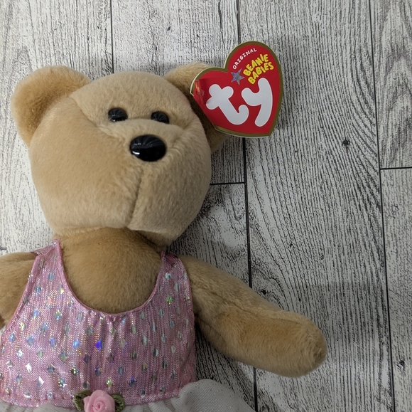 Ty Tan and Pink Stuffed Bear with Dress - Picture 3 of 5